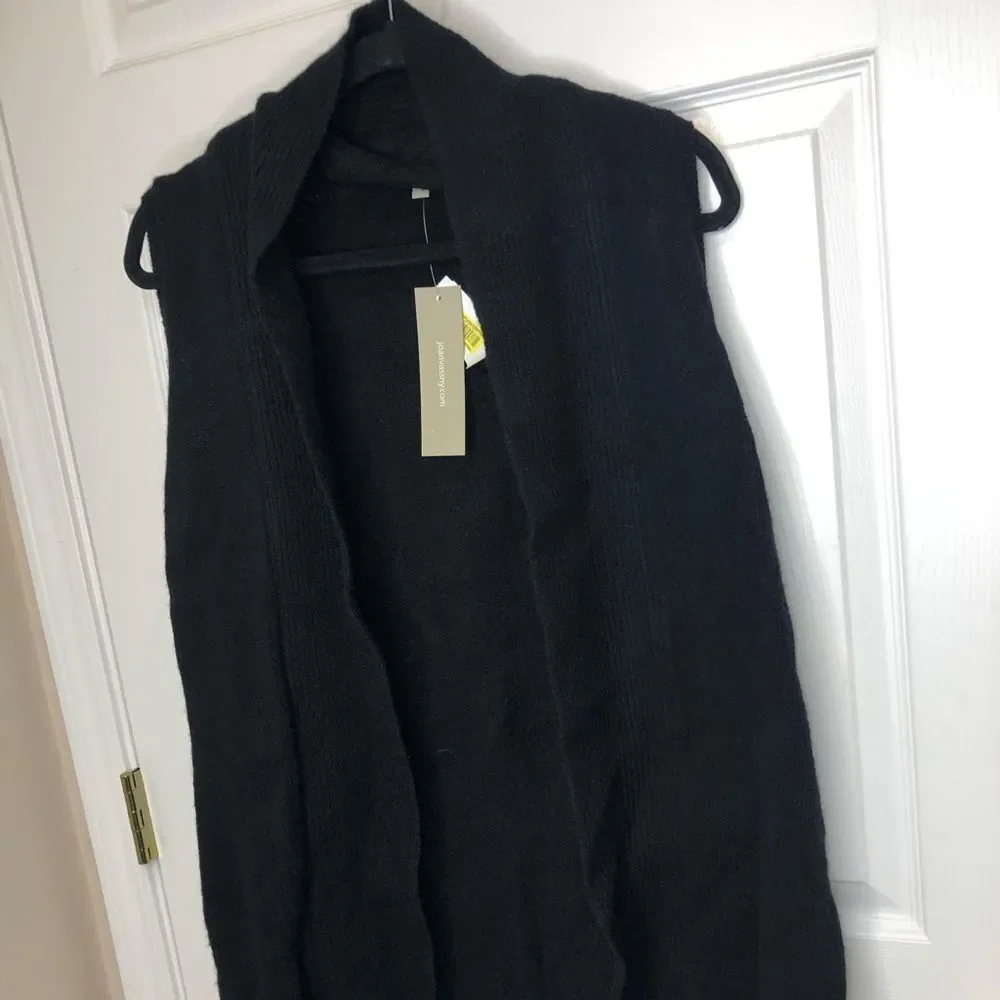 NWT Joan Vass wool blend black sweater vest, size large - Picture 3 of 12